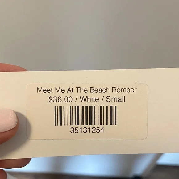 White Button-Down Sleeveless Romper - Picture 2 of 14